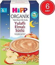 Hipp Organik İyi Geceler Sütlü Yulaflı Elmalı Tahıl Bazlı Ek Gıda 250 gr 6 Adet