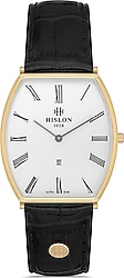 Hislon Classic CL179G-02KG Deri Kordon Siyah-Altın Erkek Kol Saati