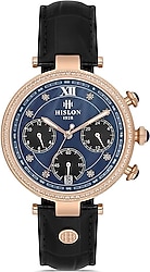 Hislon Date Queen Diamonds QT144R-04BR Deri Kordon Siyah Kadın Kol Saati