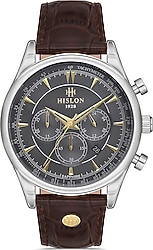 Hislon Masterwork MS101S-05KS Deri Kordon Kahverengi-Gümüş Erkek Kol Saati