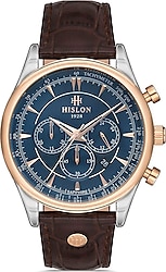 Hislon Masterwork MS101T-11KR Deri Kordon Kahverengi-Mavi Erkek Kol Saati