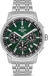Hislon Masterwork MS103S-15SS Çelik Kordon Gümüş-Yeşil Erkek Kol Saati