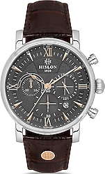Hislon Masterwork MS105S-05KR Deri Kordon Koyu Kahverengi-Gümüş Erkek Kol Saati