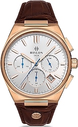 Hislon Masterwork MS136R-02KR Deri Kordon Kahverengi-Rose Gold Erkek Kol Saati