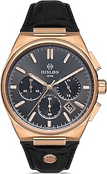 Hislon Masterwork MS136R-05BR Deri Kordon Siyah-Rose Gold Erkek Kol Saati