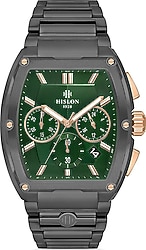Hislon Masterwork MS151N-15SR Çelik Kordon Siyah-Yeşil Erkek Kol Saati
