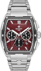 Hislon Masterwork MS151T-14SS Çelik Kordon Gümüş-Kırmızı Erkek Kol Saati