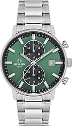 Hislon Masterwork MS200S-15SS Çelik Kordon Gümüş-Yeşil Erkek Kol Saati