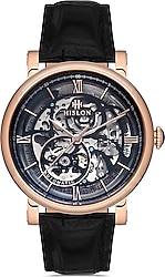 Hislon Solid SD104R-16BR Deri Kordon Siyah-Rose Gold Erkek Kol Saati