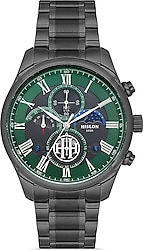 Hislon Timeless TM113N-15SS Çelik Kordon Siyah-Yeşil Erkek Kol Saati