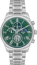 Hislon Timeless TM113S-15SS Çelik Kordon Gümüş-Yeşil Erkek Kol Saati
