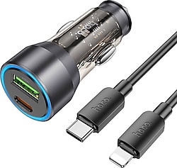 Hoco NZ12A 43 W Lightning Kablolu Hızlı Araç Şarj Aleti
