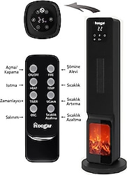 Hoogar German 2701 L 2000 W Black Kule Tipi Seramik Fanlı Isıtıcı
