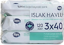Hops Aloe Veralı 40 Yaprak 3'lü Paket Islak Mendil