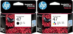 HP 47 6ZD61AE / 6ZD21AE Siyah + Renkli 2'li Set Kartuş