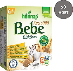 Hünnap Keçi Sütlü Bebe Bisküvisi 400 gr 9 Adet