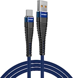 Hytech HY-X425 1 m 3A Type-C to USB Data ve Şarj Kablosu Lacivert