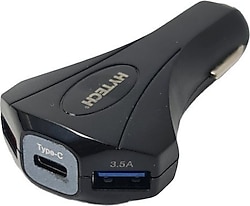 Hytech HY-XQ55 2 USB 1 Type-C Siyah Araç Şarj Aleti