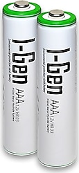 I-Gen Batteries 1.2 V 650 mAh 2'li Şarjlı AAA İnce Kalem Pil