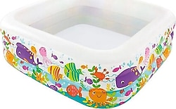 Intex 57471 159x159x50 cm Akvaryum Desenli Kare Şişme Havuz