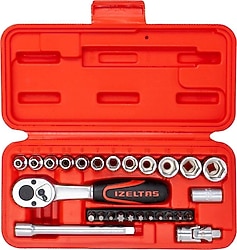 İzeltaş 14000005132 1/4'' 27 Parça Altı Köşe Lokma Anahtar ve Bits Seti
