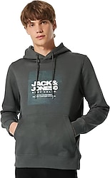 Jack&Jones Aero Front Print 12269940 Kapüşonlu Erkek Sweatshirt