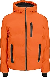 Jack&Jones Heat Puffer 12215507 Kapüşonlu Turuncu Erkek Mont