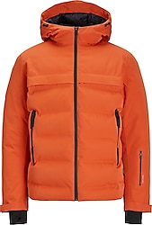 Jack&Jones Tarwin Puffer 12225287 Kapüşonlu Turuncu Erkek Şişme Mont