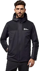 Jack Wolfskin Jasper Ins A61872-6000 Kapüşonlu Siyah Erkek Mont