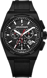 Jacques Philippe Aurora Chrono JPQGC414411 Silikon Kordon Siyah Erkek Kol Saati