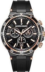 Jacques Philippe Dynamo JPQGC447411SBR Silikon Kordon Siyah-Rose Gold Erkek Kol Saati