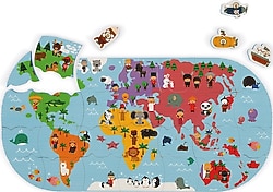Janod Suya Dayanıklı 28 Parça Puzzle Dünya Haritası