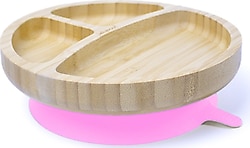 Jellyboon Bambu Yuvarlak Vakumlu Tabak Pembe