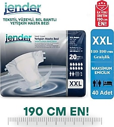 Jender Belbantlı Ekstra Ekstra Büyük Boy XXL 20'li 2 Adet Hasta Bezi