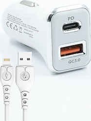 Jopus JO-A7 Troff Lightning Kablolu Hızlı Araç Şarj Aleti
