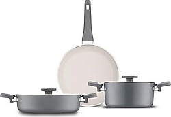 Jumbo Swiss Crystal Grey Bakalit Kulplu 5 Parça Tencere Seti