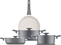 Jumbo Swiss Crystal Grey Bakalit Kulplu 7 Parça Tencere Seti