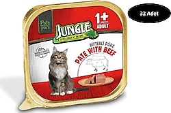 Jungle Pate Biftekli 100 gr 32'li Yetişkin Kedi Konservesi