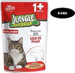 Jungle Pouch Dana Etli Soslu 100 gr 6'lı Yetişkin Kedi Konservesi