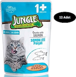 Jungle Pouch Gravy Soslu Somonlu 100 gr 12'li Yaş Kedi Maması