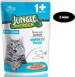 Jungle Pouch Gravy Soslu Somonlu 100 gr 3'lü Yaş Yetişkin Kedi Maması
