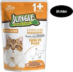 Jungle Pouch Kısırlaştırılmış Tavuklu 100 gr 24'lü Yetişkin Kedi Konservesi