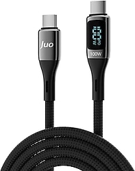 Juo JCBL101 100 W 1 m Led Ekranlı Type-C to Type-C Hızlı Şarj Kablosu