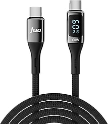 Juo JCBL62 2 m Led Ekranlı Type-C to Type-C Hızlı Şarj Kablosu