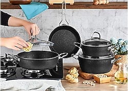 Kahramanlar Fiesta Black 7 Parça Tencere Seti