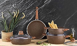 Kahramanlar Fiesta Kahverengi 7 Parça Tencere Seti