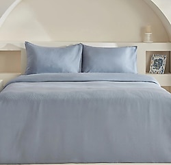 Karaca Home Charm Sion Mavi Jakarlı Saten King Size Nevresim Takımı