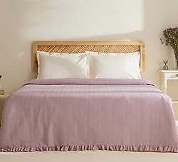 Karaca Home Maye Mürdüm Fırfırlı Çift Kişilik Pike