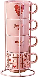 Karaca Dolce Amour Standlı 160 ml 4 Kişilik Çay Fincan Takımı