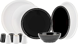 Karaca Elara Black-White 57 Parça 12 Kişilik Yemek Takımı